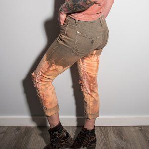 Bleached Olive Distressed Jeans